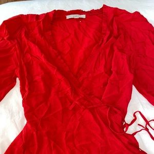 Loft Red Wrap Blouse